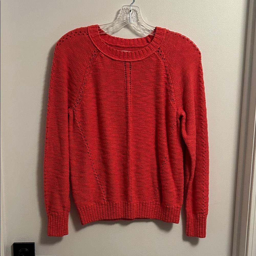 LOFT Vibrant Coral Crew Neck Sweater
